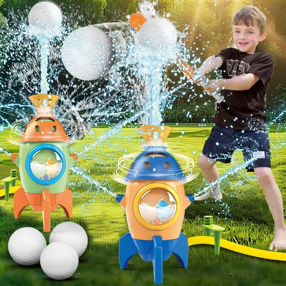 

Fly Water Jet Water Toy Ball Launcher Rotating Spray Soaker Garden Yard Wiggle Splashing Outdoor Fun Toys for Kid Gift