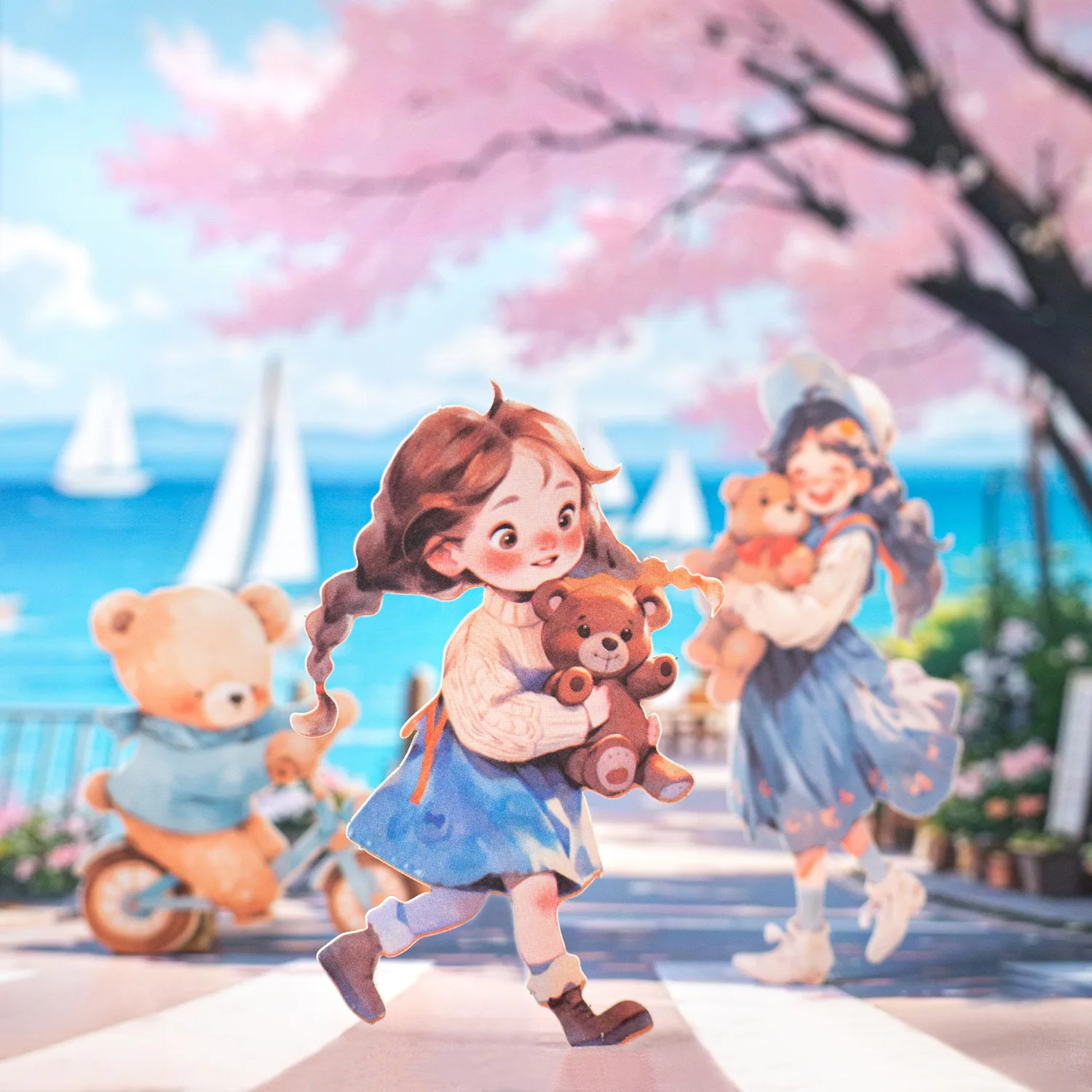 20 unids/lote de pegatinas de papelería Kawaii, pegatinas decorativas para diario de muñecos de osito y frijol de caramelo, pegatinas artesanales para álbum de recortes