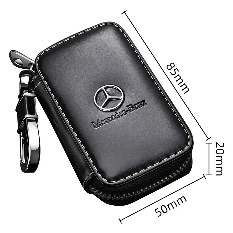 Leather Car Key Case Protection Auto Key Bag Key Chain Cover for Mercedes Benz AMG B/C/E/A/S/G Class GLC GLK CLA GLA CLK GLE GLS