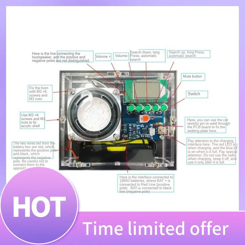 B69C FM Radio Receiver Electronic Welding Kit LCD Display DIY Electronic For Self Assembly And Soldering Practice Replacement C-