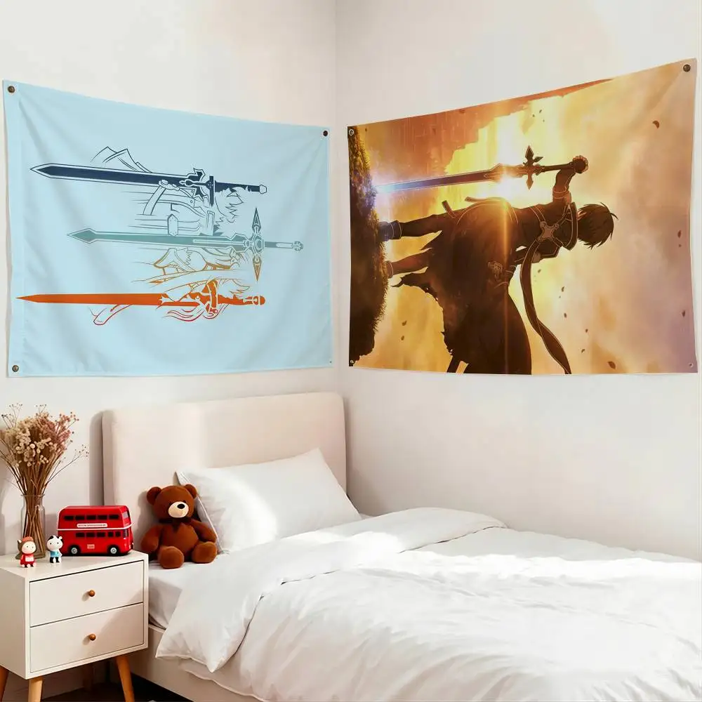 Kirito Kazuto Sword Art Online  Flags Wall Hanging Tapestry Outdoor Garage Room Decorative flag Background Blanket