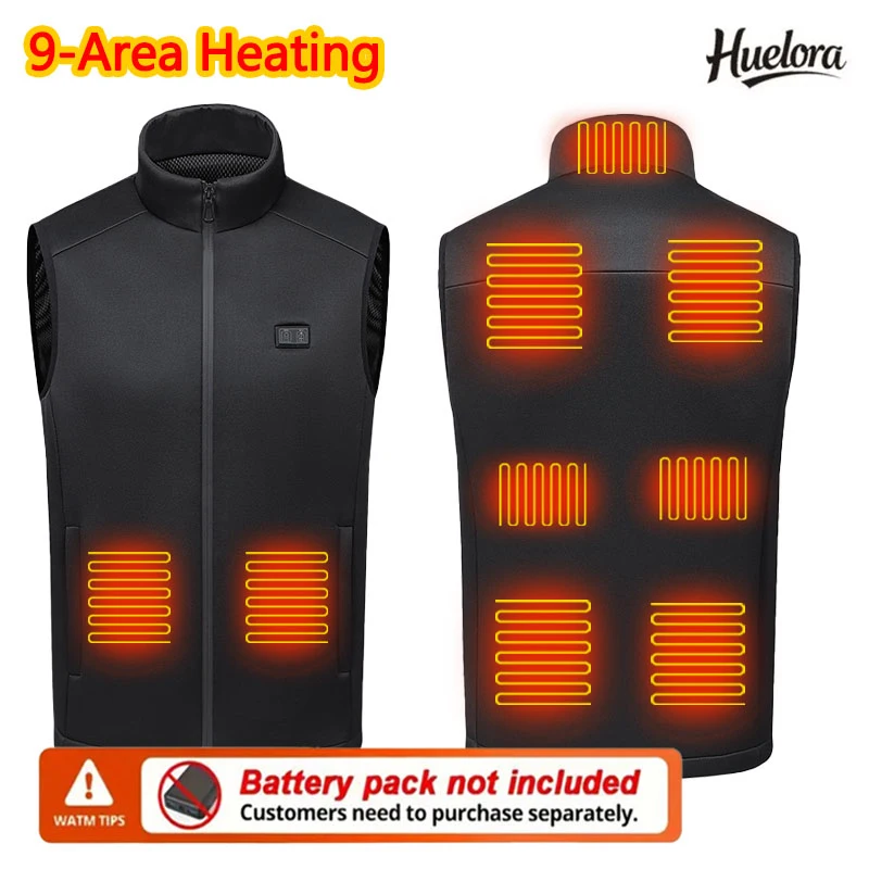 Winter Heating Vest 9 Area Stand-up Collar Heated Vest Men Women Heating Outdoor Sports Jacket Vest(Not Included The Power Bank) view 4