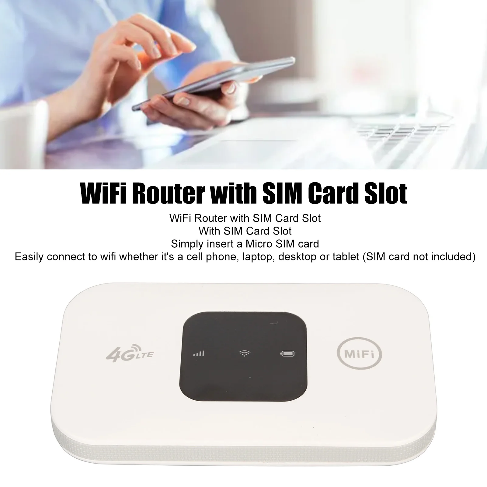 4G LTE Mobile WiFi Hotspot with SIM Card Slot Up To 10 Users Portable Wifi Hotspot for Africa Middle Eastern for Travel