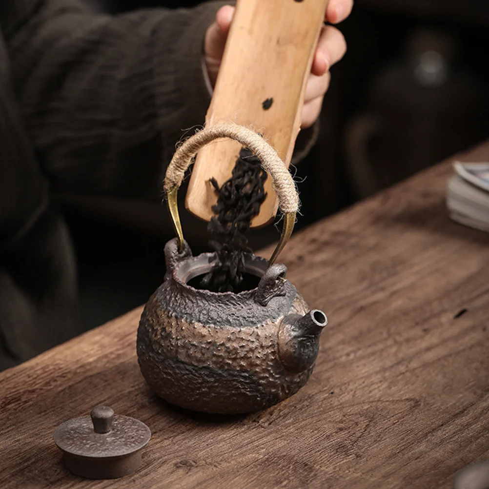 

Vintage Ceramics Teapot Featuring Calcined Open Flame Technology Metal Girder Rope Handle Filter Hole Ideal for Home Tea Infuser