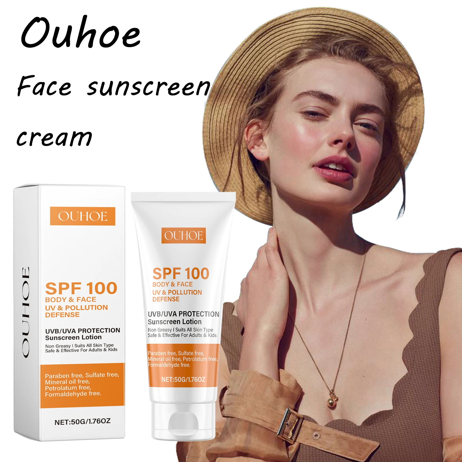 Ouhoe crema de protección solar facial suave previene los rayos UV eliminar el retraso de las arrugas envejecimiento previene las quemaduras solares loción de protección solar no pegajosa hidratante