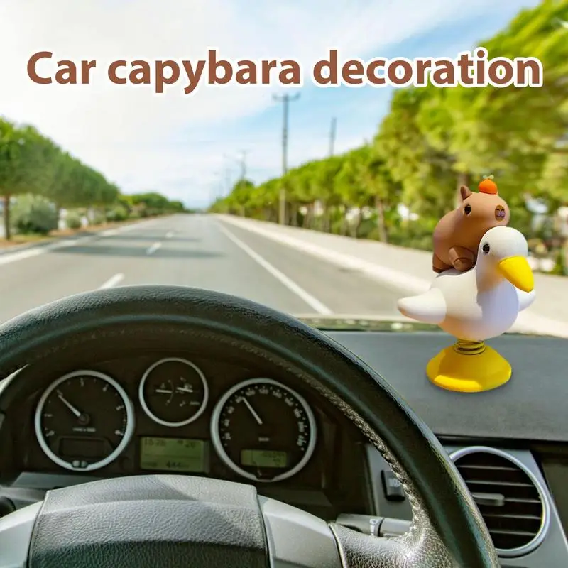 Car Capybara Head Shaking Figurine Auto Dashboard Funny Toy Ornament Shaking Head Capybara interior decoration accessories