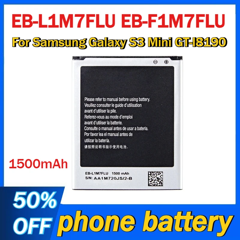 

EB-L1M7FLU EB-F1M7FLU 1500mAh Mobile Phone Battery For Samsung Galaxy S3 Mini GT-I8190 Batteries