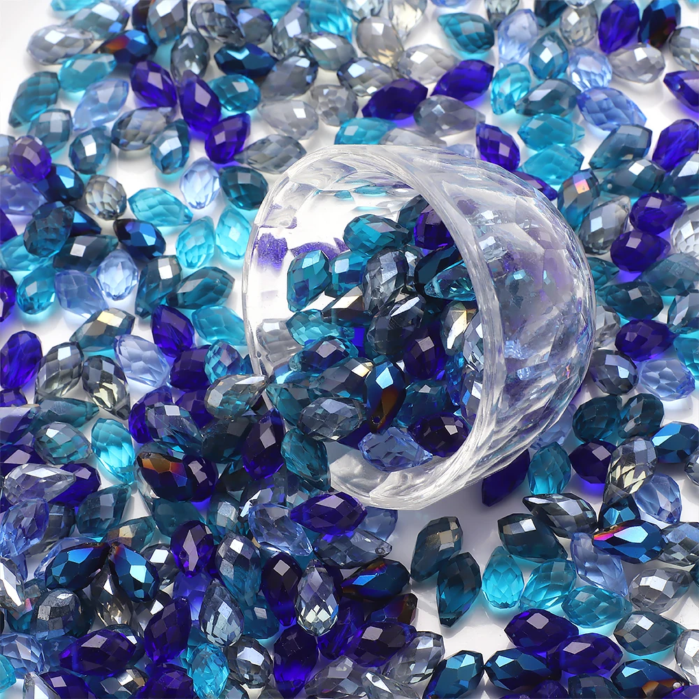30 stks/partij Groen Kristalglas Facet Teardrop Losse Kralen Ambachten 8x13mm voor Sieraden Maken Ketting Kledingstuk DIY accessoires