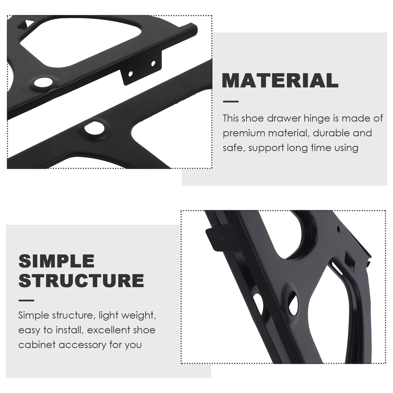 

Black Single Layer Shoe Rack Drawer Frame Hinge Bracket Smooth Metal Shoebox Part Cabinet Fits Home Furniture