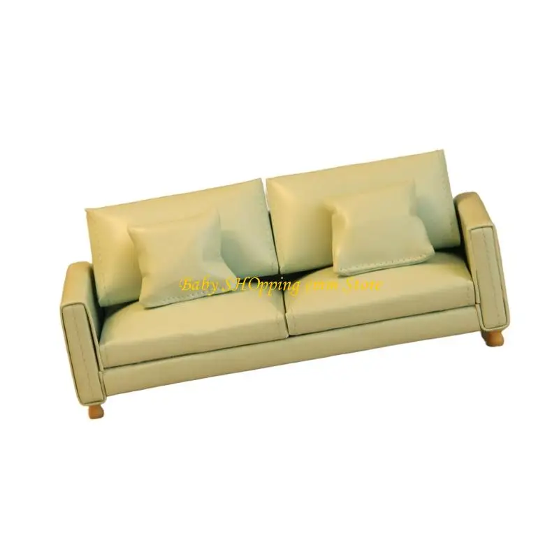 23GD ตุ๊กตา House โซฟาขนาดเล็ก Figurine PU เฟอร์นิเจอร์ห้องนั่งเล่นที่ทันสมัยฉากจอแสดงผล