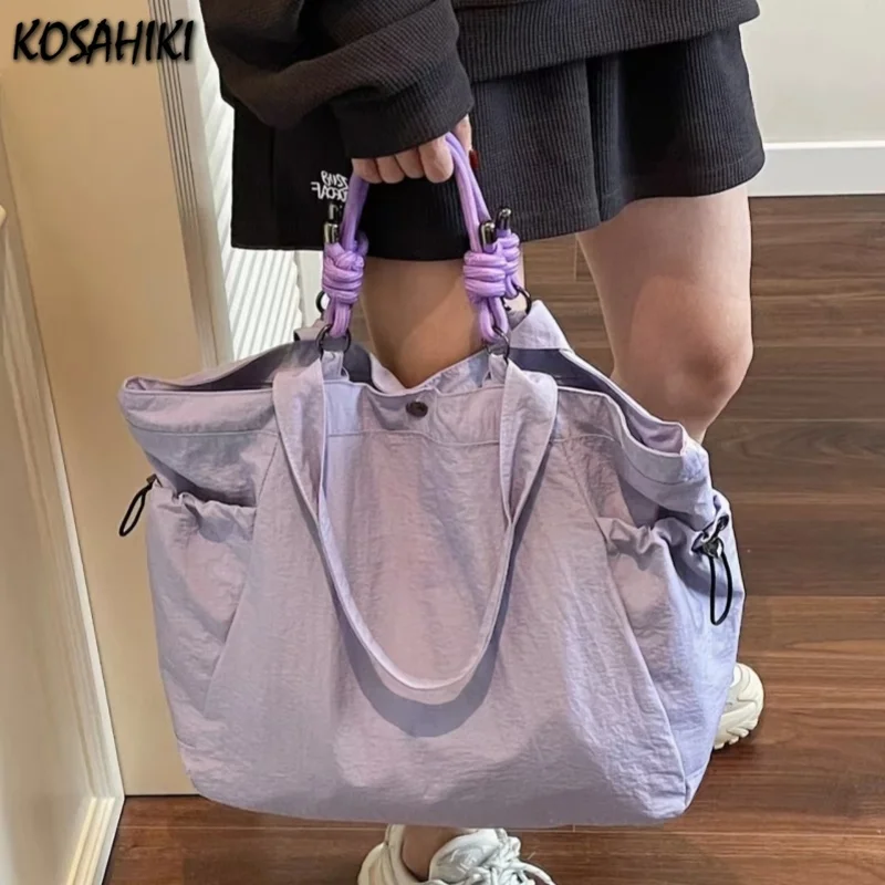 

High-capacity Vintage Simple Shoulder Underarm Bag Y2k Aesthetic Women Grunge Handbags Trendy Casual Nylon Tote Bags All Match