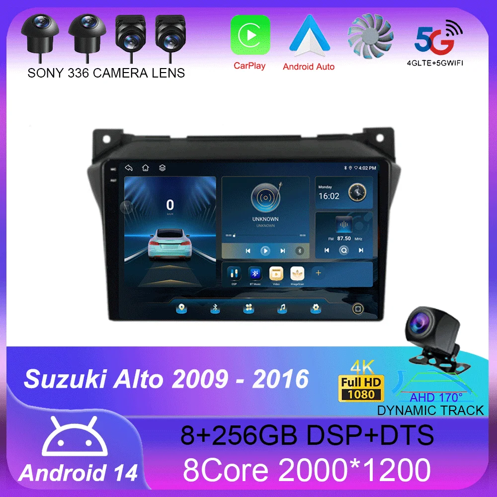 

Android 14 For Suzuki Alto 2009 - 2016 Car Multimedia LED Screen Stereo Video Player GPS Navigation Radio Auto 360 Camera FM BT