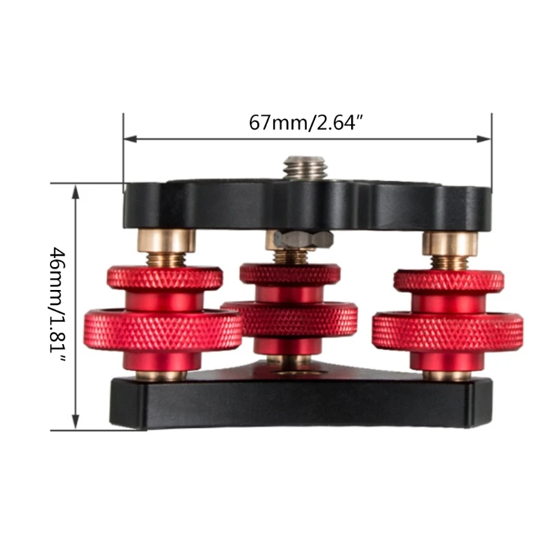 Leveling Base for Camera Tripod for Head ,Tri-wheel Precision Leveler with Bubble Level 3/8" Screw Load Capacity 15kg