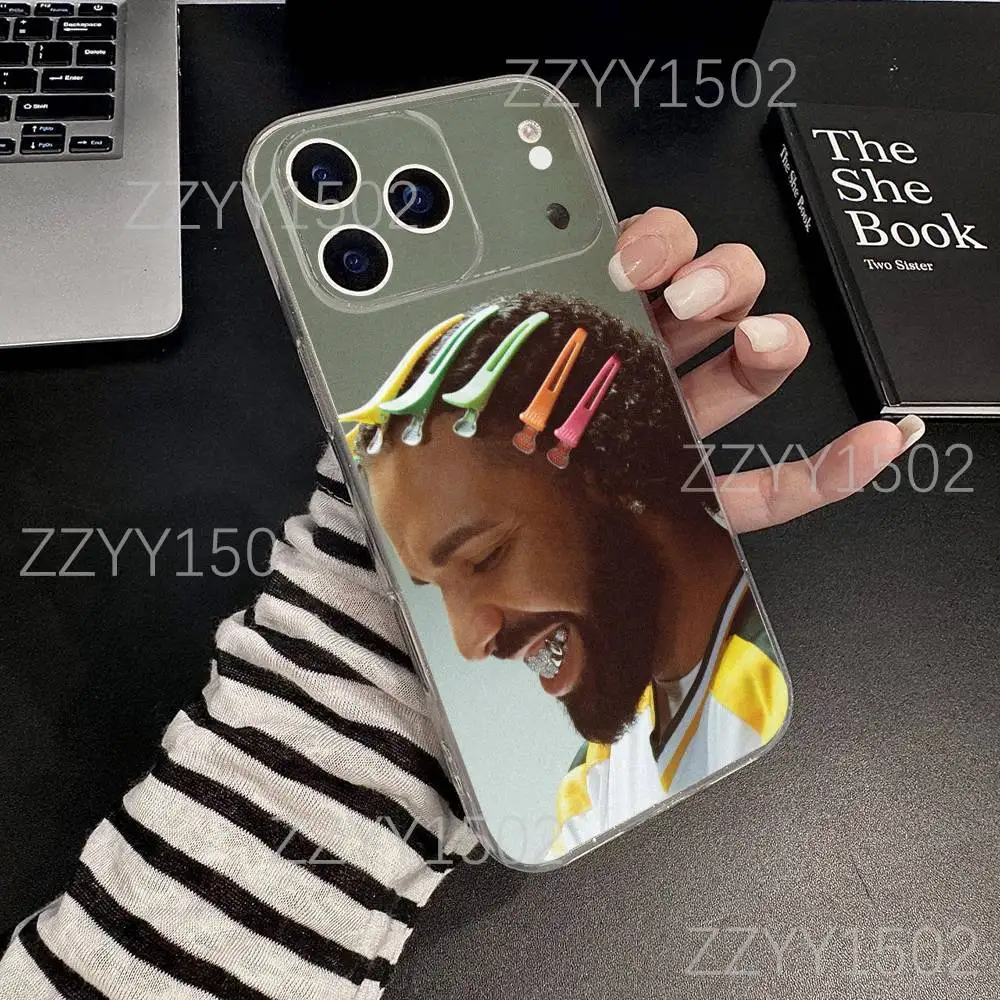 حافظة هاتف Rapper D-Drake بقيمة 4 دولارات أمريكية لهاتف iPhone 17,16,15,14,13,12,11 Pro,Max,Plus,X,XS,XR,SE4,E Mini شفافة ناعمة