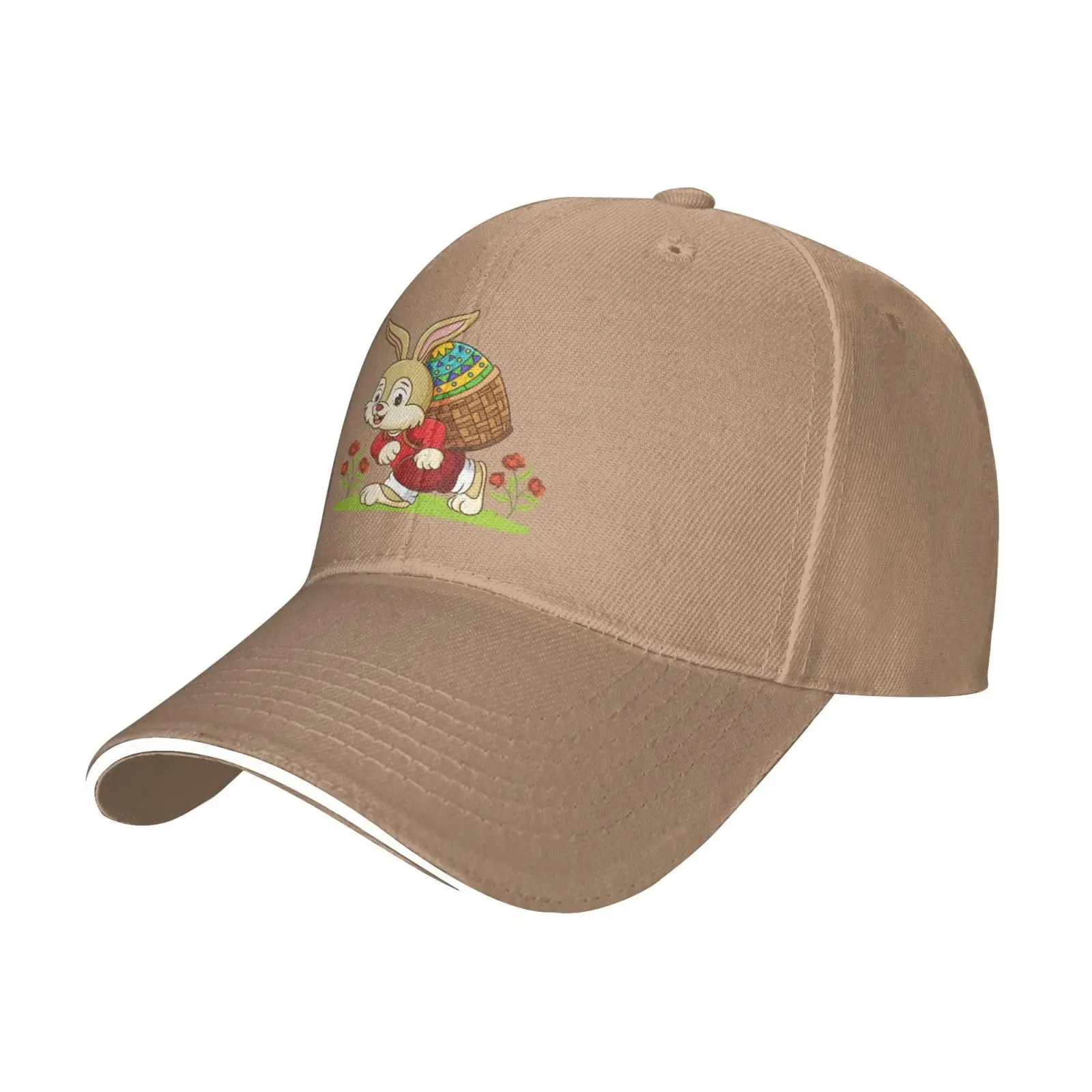 

The Rabbit Carrying Eggs Printed Baseball Cap Women Summer Breathable Beach Hats Fit Men Adjustable Hat