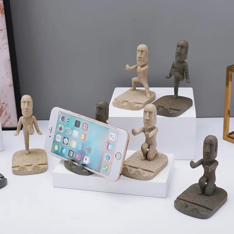 Kung Fu Mo Ai Mobile Phone Stand Creative Resurrection Island Stone Man Mobile Phone Stand Desktop Tablet Phone Stand