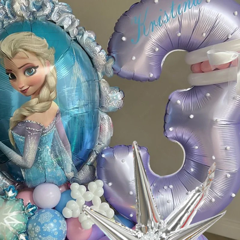 Disney Frozen Theme Elsa Anna Princess Winter Snowflake Foil Balloons Number 1-9th Balloon Birthday Party Baby Shower Decoration