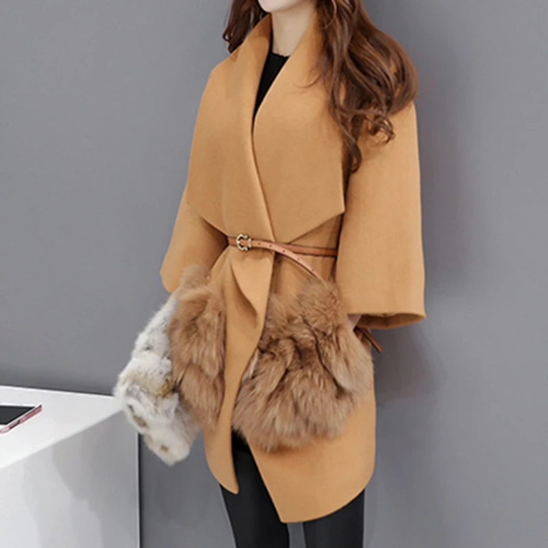 New Spring and Autumn Fashion Korean Edition Foxy Woolen Coat for Women  wool coats and jackets women