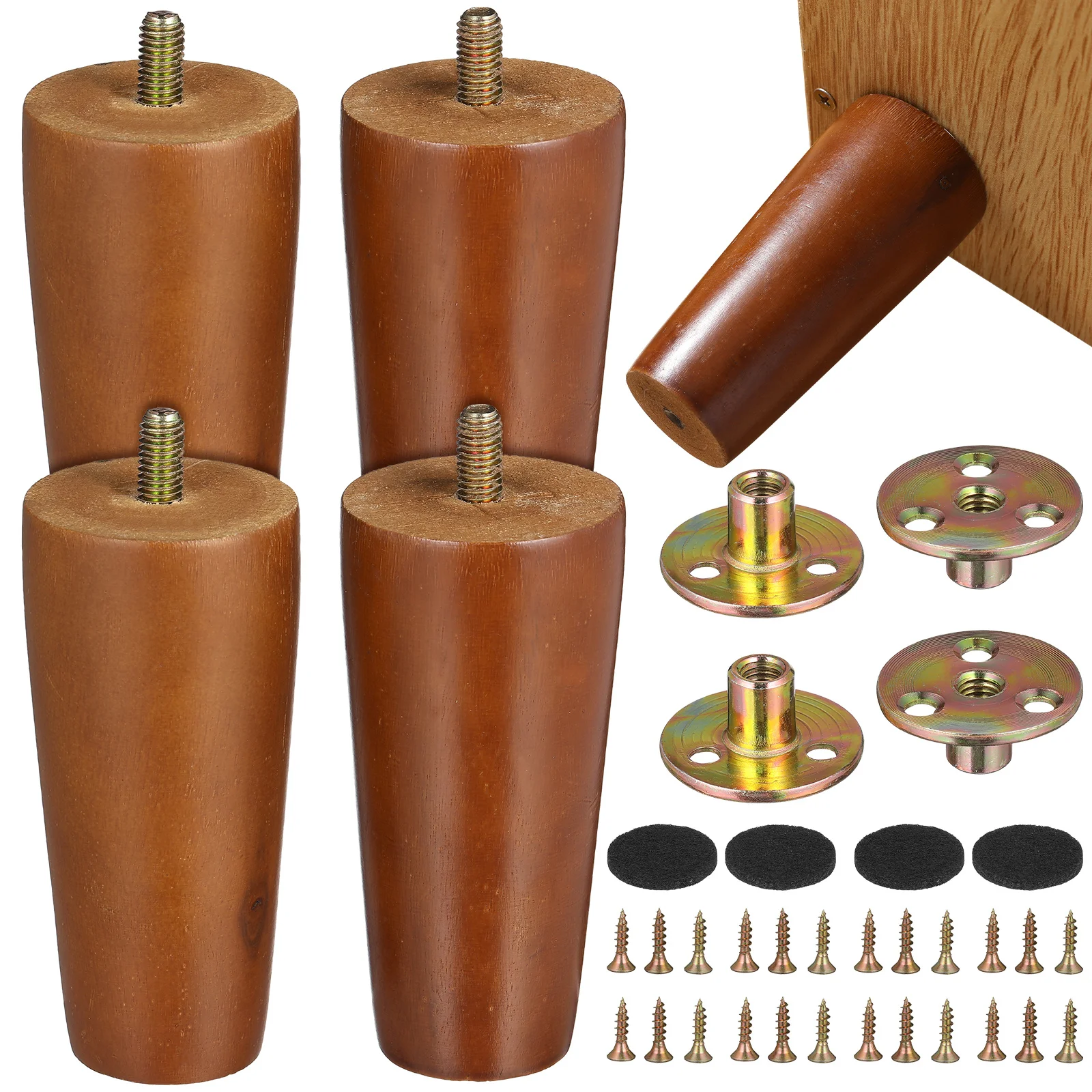 

4 Sets Solid Wood Stool Legs Wardrobe Bench Couches Risers Bed Replacement Foot Accessories Chair