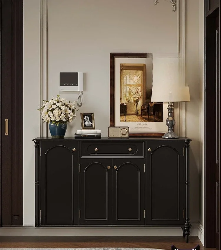 

Входная дверь в стиле ретро, французский шкаф для обуви, вход из чистого массива дерева, большая расширенная вместимость, американский настенный входной шкаф, бытовая дверь