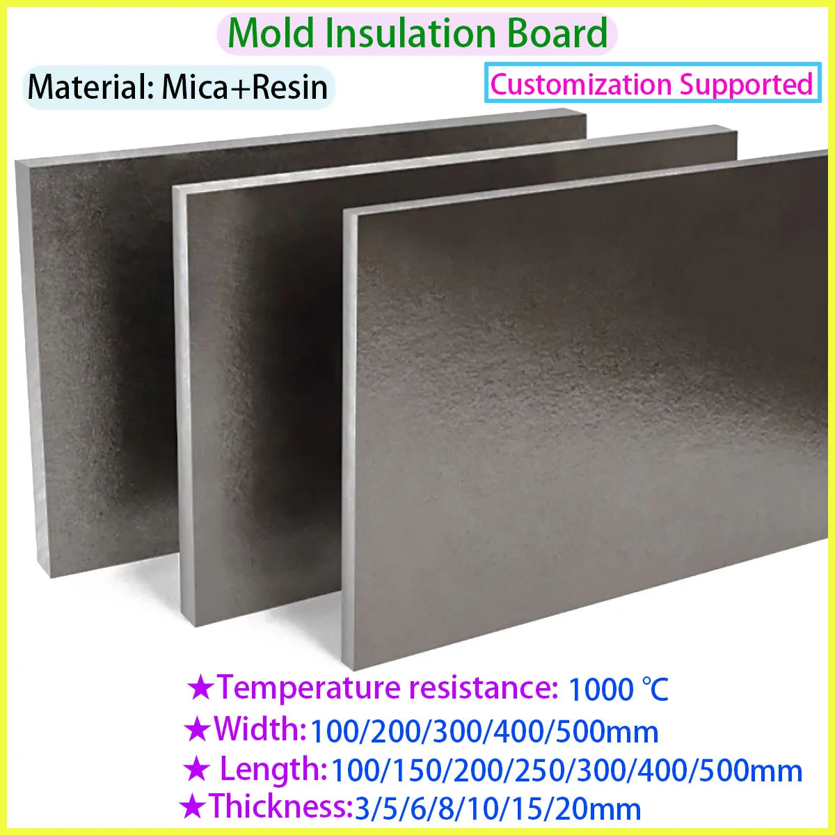 

Mold Insulation Board Glass Fiber Board Thickness 3/5/6/8/10/15/20mm, Temperature Resistance 1000 ℃