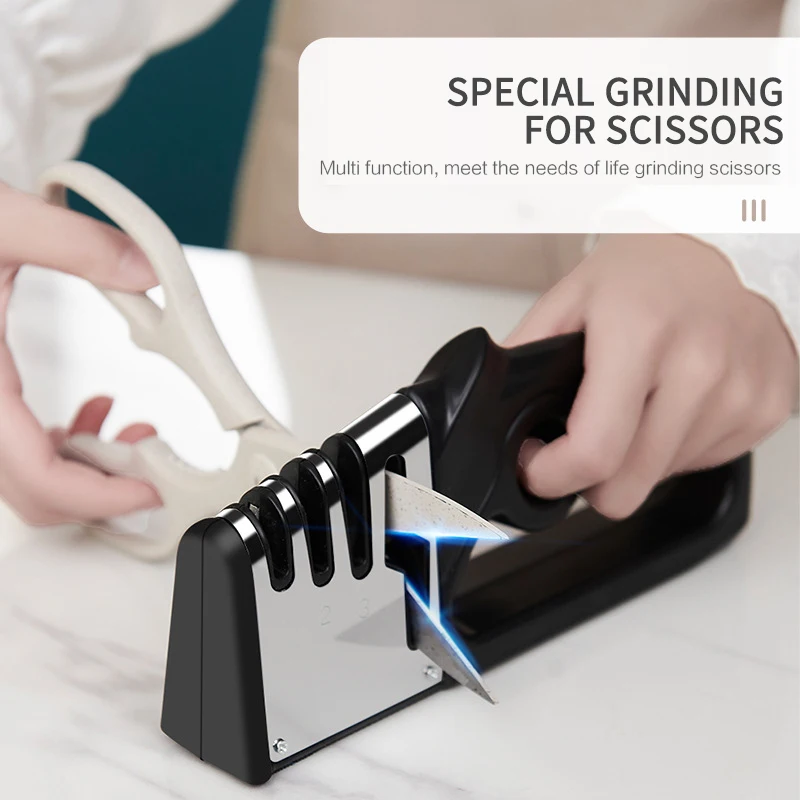 4 In 1 Professional Knife Sharpener Kitchen Sharpening Stone Whetstone Tungsten Steel Diamond Ceramic Kitchen Knifes Accessories