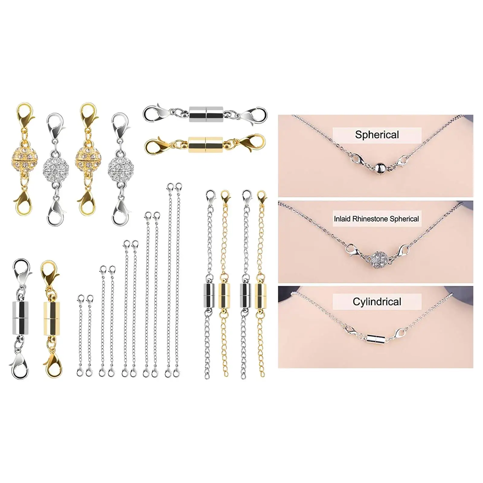 

22 Pcs Magnetic Clasp Necklace Clasp Claw Round and Cylindrical for Making