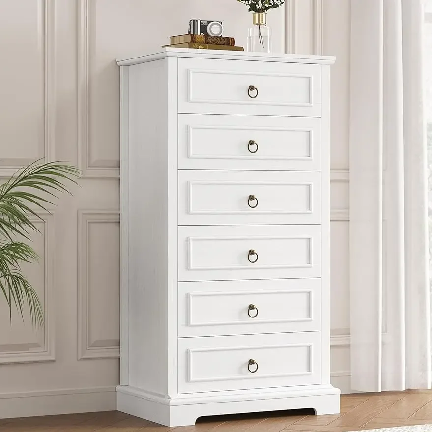 

6 Tall Chest of Drawers Dresser, Modern Farmhouse Storage Dressers Organizer for Living Room, Hallway, Entryway, Home Office