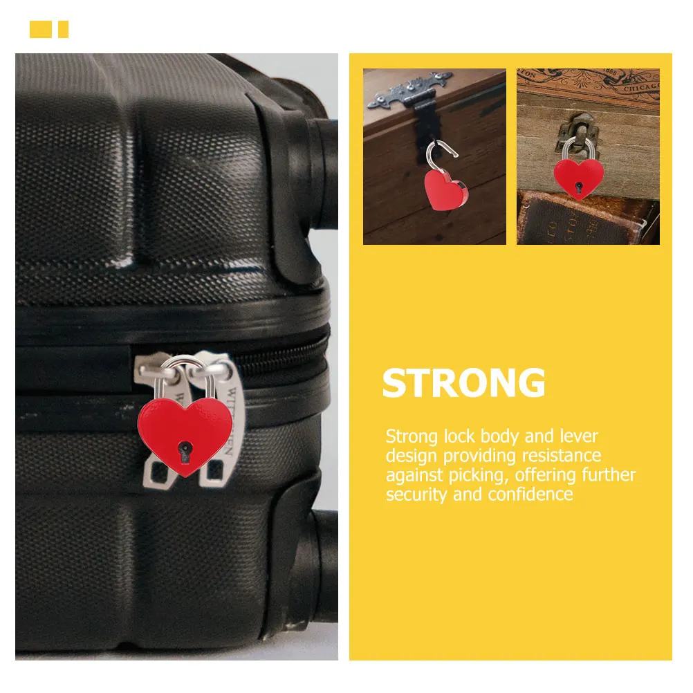 

2 set Red Heart Shaped Padlocks with Keys for Suitcase Luggage Diary Box Gifts Zinc Alloy Love Locks Travel Metal Mini