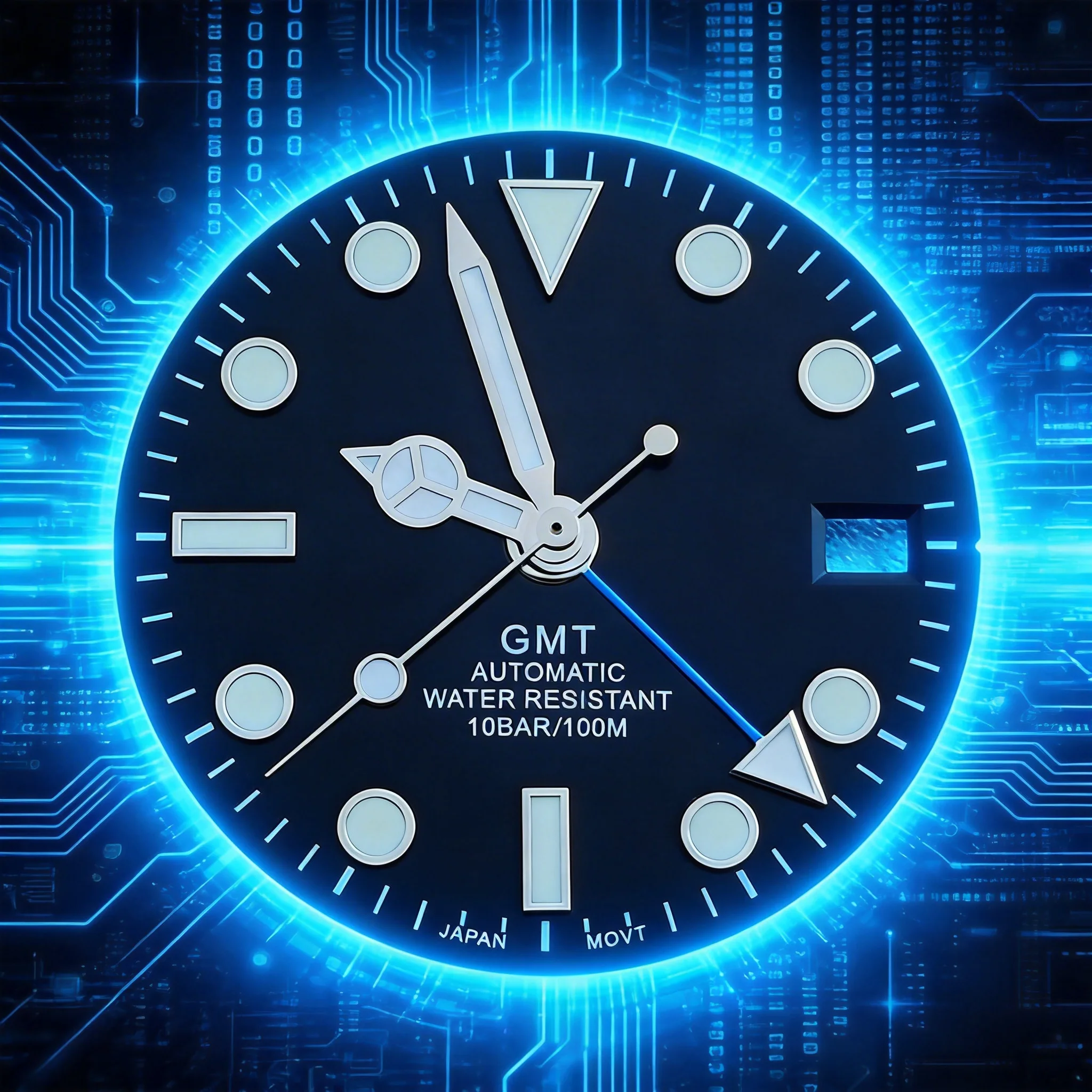 

Циферблат NH34 28,5 мм с функцией GMT, четырьмя стрелками, зеленым люминесцентным покрытием, подходит для механизма NH34 и улучшенных компонентов циферблата.