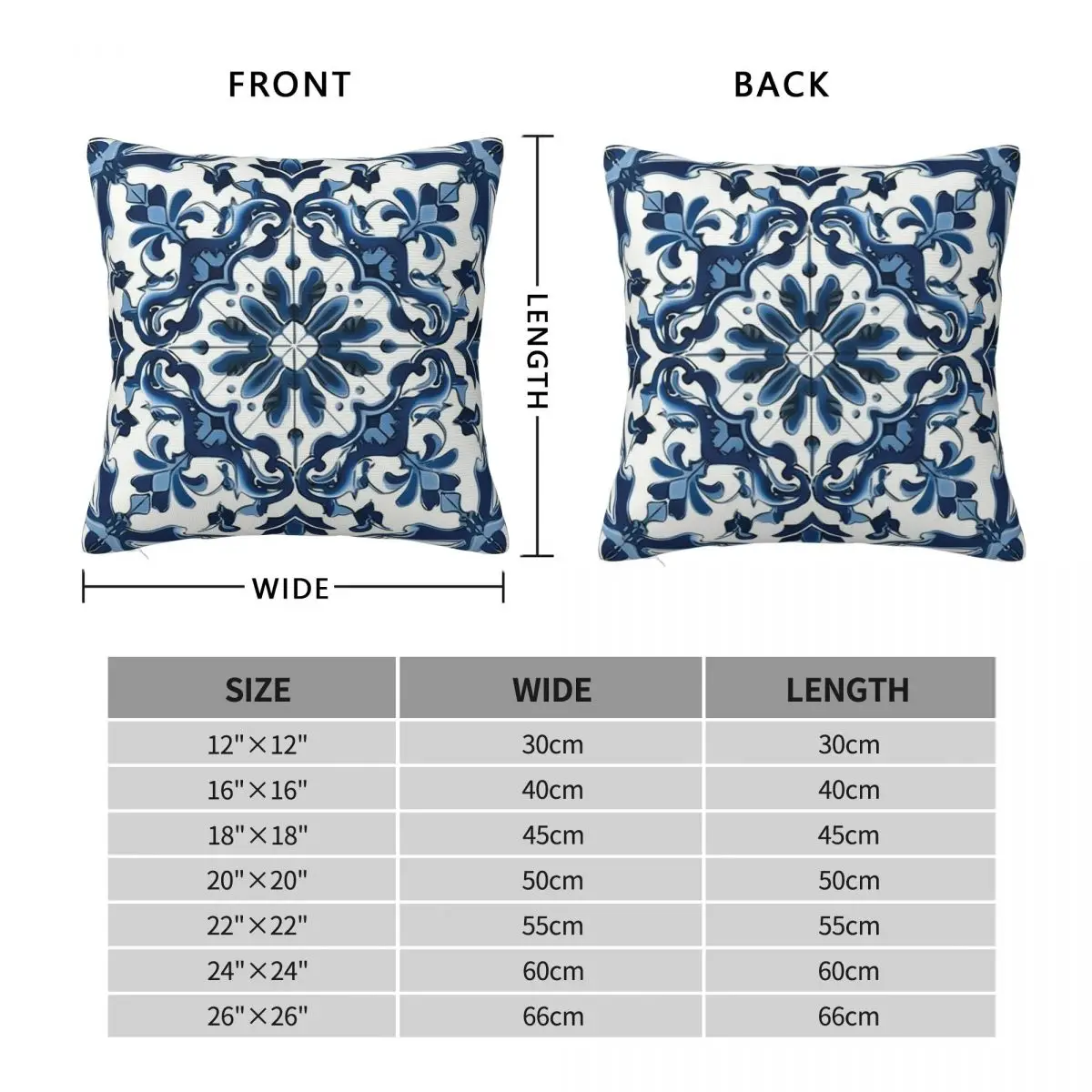 Blue And White Majolica Pattern Square Pillowcase Pillow Cover Polyester Cushion Decor Comfort Throw Pillow for Home Bedroom