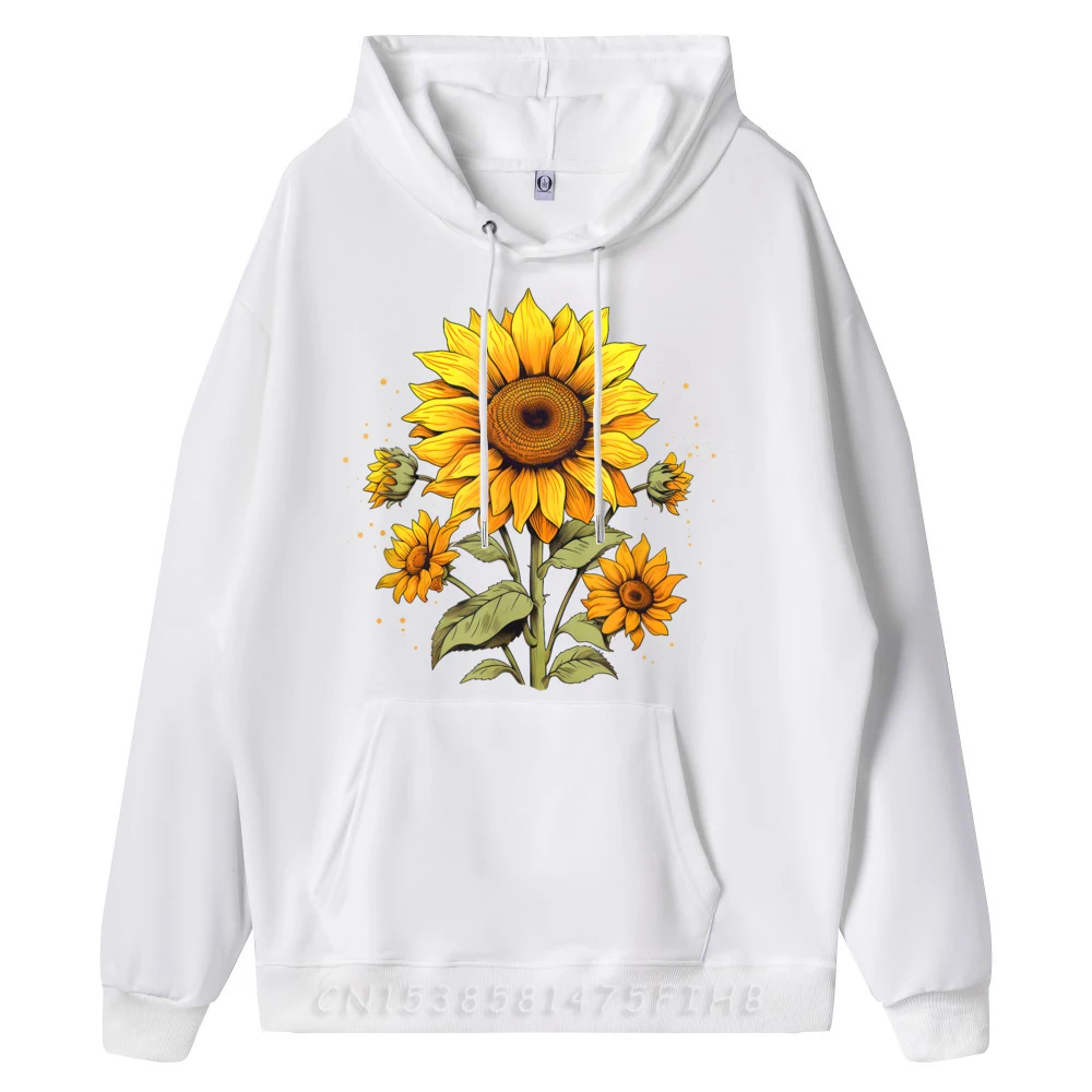 البلوز خمر عباد الشمس في الهواء الطلق طويلة الأكمام الياقة المستديرة امرأة هوديس الشارع الشهير الأزياء البلوز #4