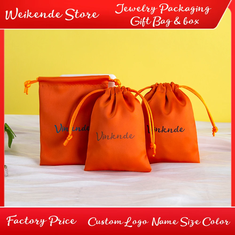 

Bulk Custom Logo Color Silk Jewelry Gift Bags Satin Drawstring Earring Ring Packaging Organizer Pouch Wedding Favor Candy Bag