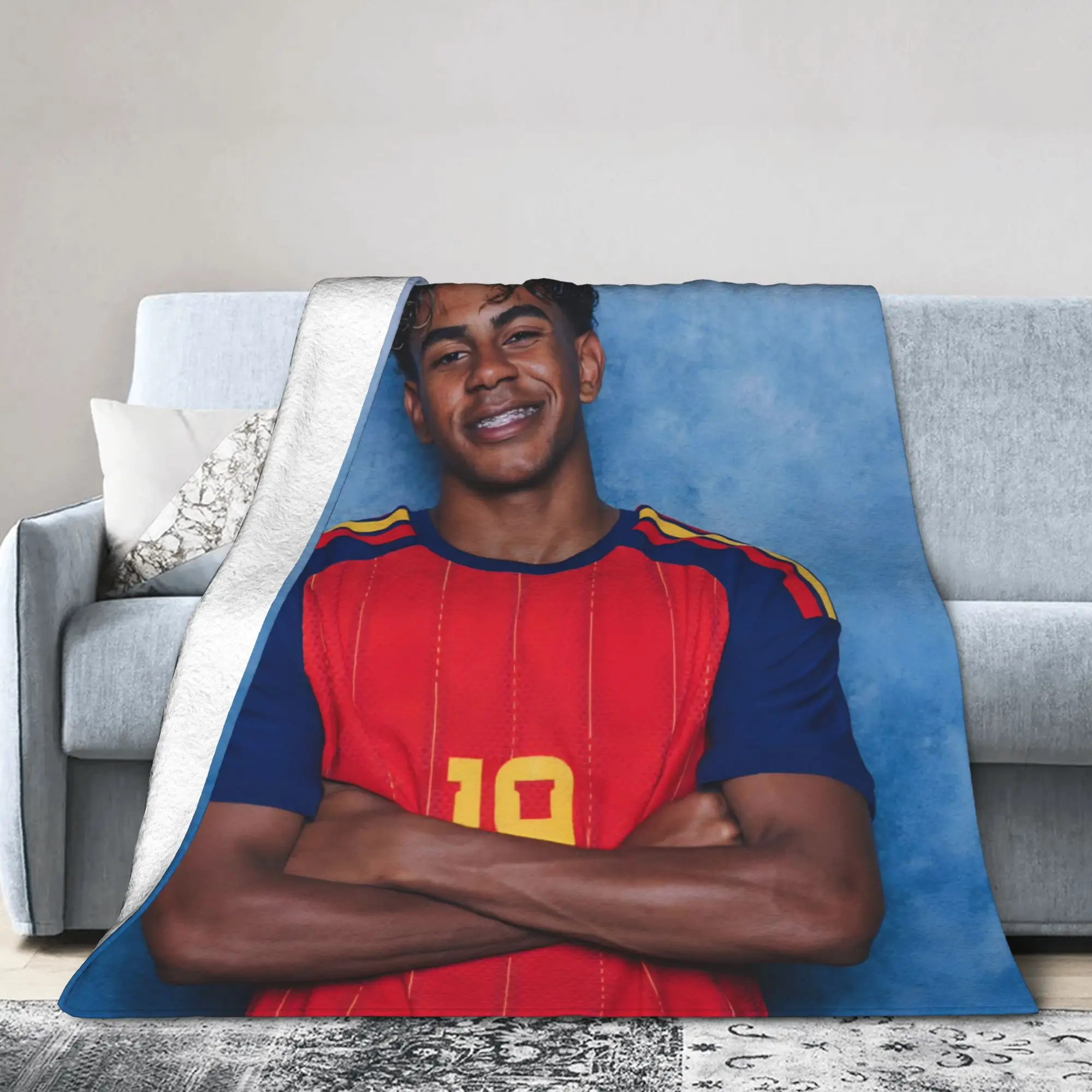 Football L-Lamine Yamal Spain Blanket Flannel Textile Decor  Portable Warm Throw Blankets for Home Office Bedspreads