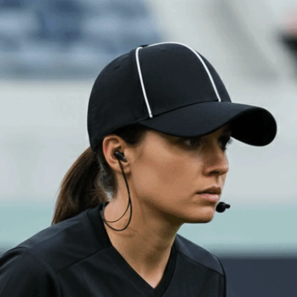 Adjustable Professional Referee Baseball Cap Black / White Casquette Sports Hat with Contrast Trim Versatile Sunshade