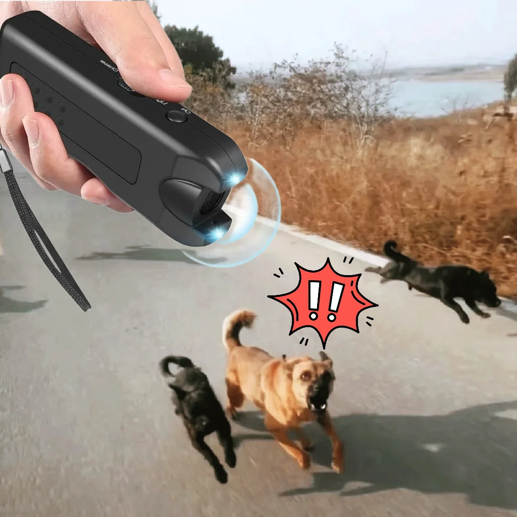 Portable Dog Deterrent Electronic Dog Repeller Ultrasonic Dog Repeller with Led Effective for Dogs Anti-barking Training Device