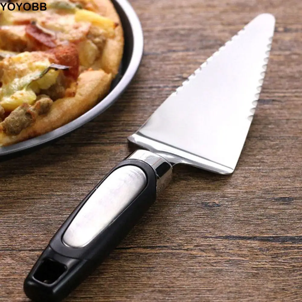 

Multifunctional Stainless Steel Triangular Cake Spatula Mirror Finish Household Pizza Peel Plastic Handle Cheese Shovel Hotel