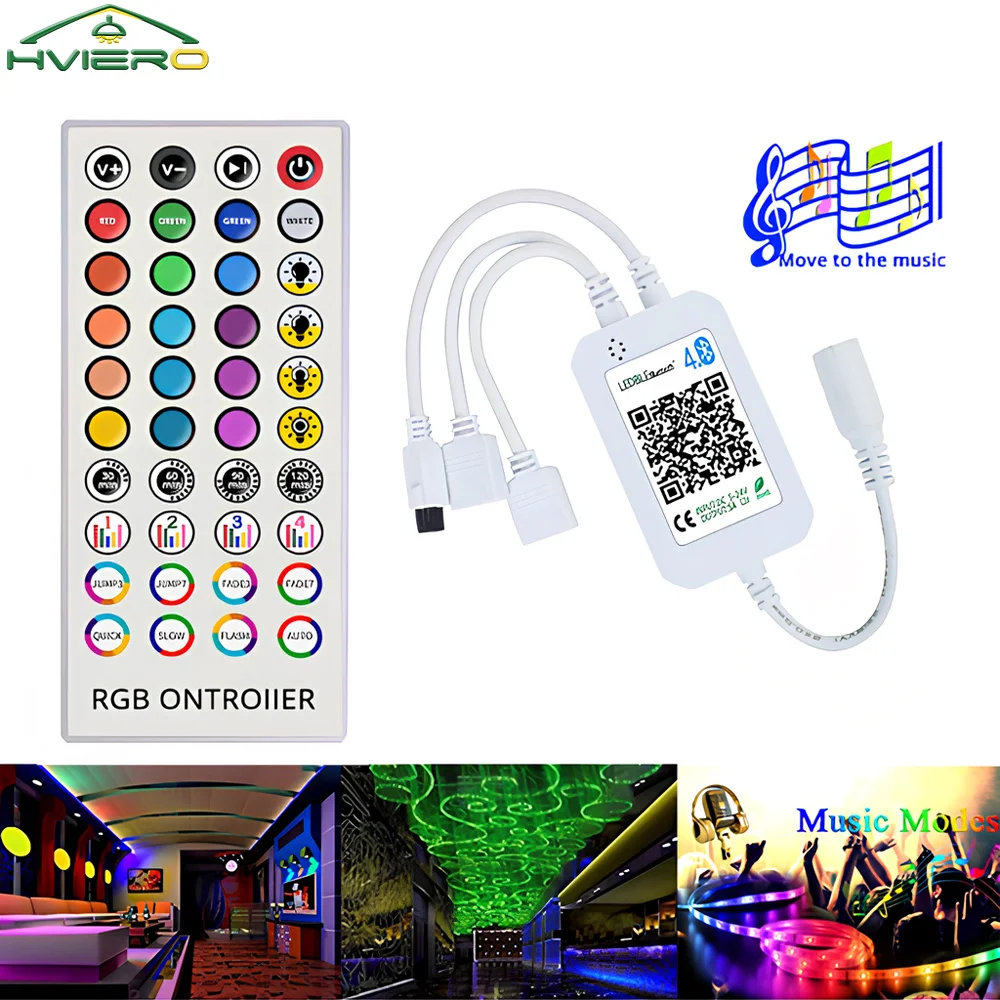 Music Sync RGB LED Strip Control Module DC12V Equipped With 40Keys IR Bluetooth Wireless Remote For 2835 5050 LED Tape Light
