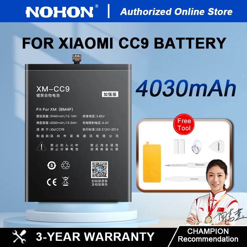 NOHON NEW 4030mAh BM4F Battery Replacement for Xiaomi MI CC9 CC9E Batetira Replacement for CC9 CC9E MI 9 Lite MI A3 Repair Tools