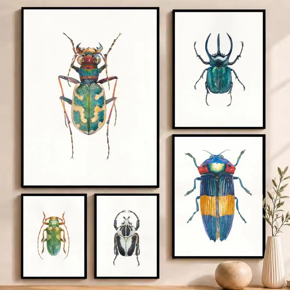 Insects Beetles Bugs Moth Chart Poster Stickers Painting Self-Adhesive Art for Bedroom Living Room Home Decor Wall Decals Gift