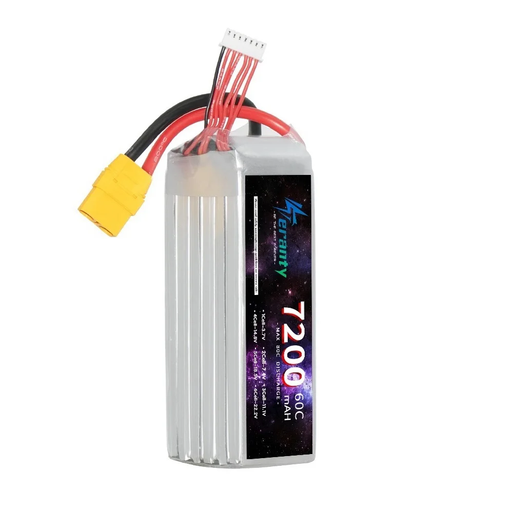 TERANTY Lipo RC batteria 6S 22.2V 60C 7200mAh FPV con connettore Deans XT90 EC5 per droni FPV quadricotteri da corsa aereo