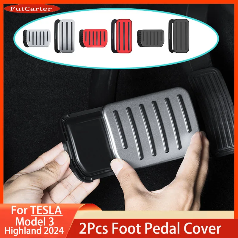 Per Tesla Model 3 Highland 2024 Upgrade Foot Pedal Pads Cover antiscivolo acceleratore Brake Performance tappetini in alluminio accessori