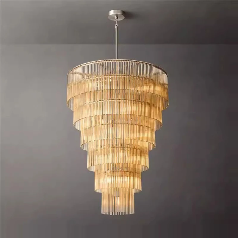 

Dimmable American Vintage Home Deco Gold Chrome LED Chandelier Hanging Lamps Lustre Suspension Luminaire Lampen For Living Room