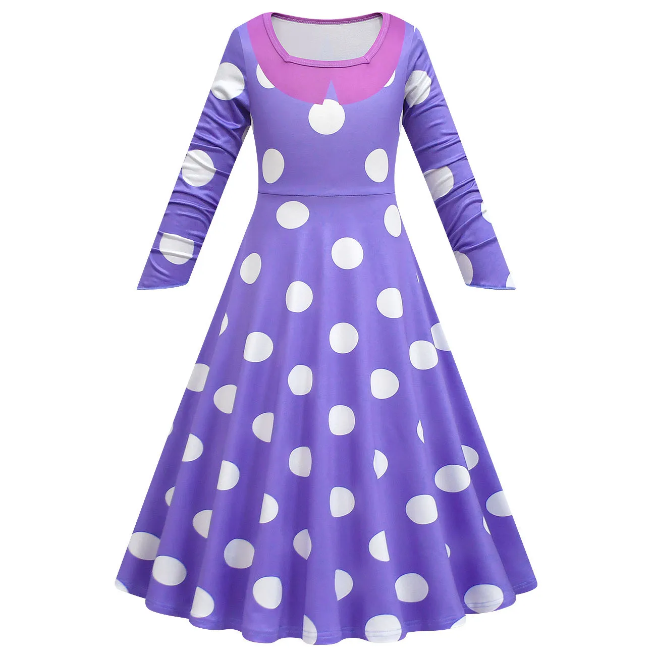 Kids Inside Out Cosplay Envy Costumes Girls Polka Dot Long Sleeves Princess Dress Fantasy Vestido Child Girls Halloween Clothes