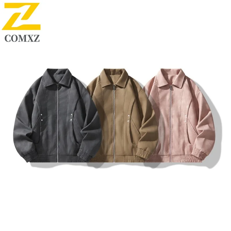 

COMXZ 2025 Мужская куртка, модная куртка с воротником-стойкой, уличная офисная ветрозащитная легкая куртка, удобная осенняя одежда в уличном стиле