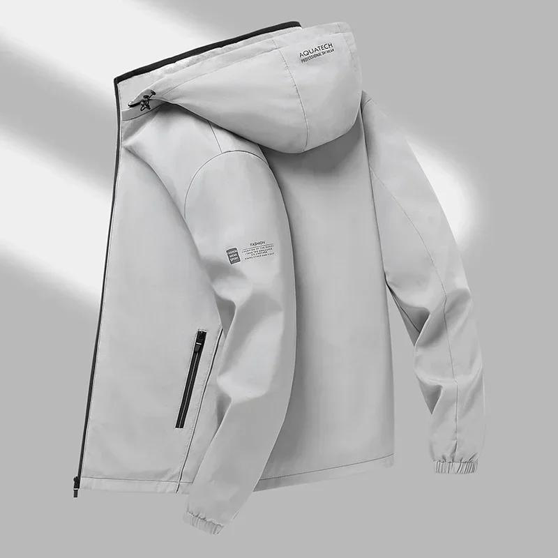 Abrigo con capucha para hombre, chaqueta de acampada estampada de alta calidad, a prueba de viento e impermeable, para exteriores, ocio y bicicleta, Otoño, 2024