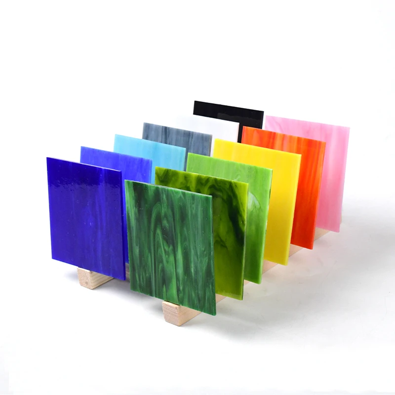 

12pc 4x4in rainbow color stained glass sheet for DIY handmade mosaic lampshade hanging picture puzzle jewelry sun catcher