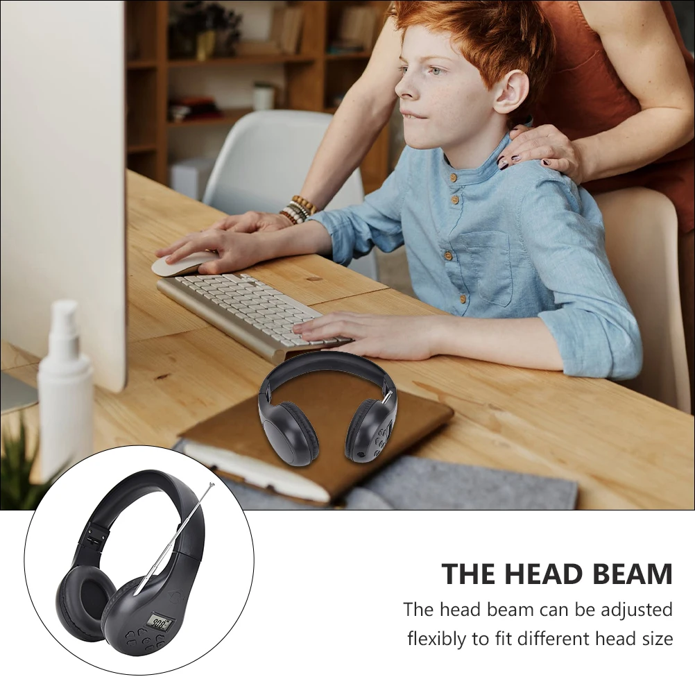 Wireless Headset FM Radio Headphones Digital Display Foldable Soft Earmuffs Adjustable Headbeam Metal Antenna Channel Memory