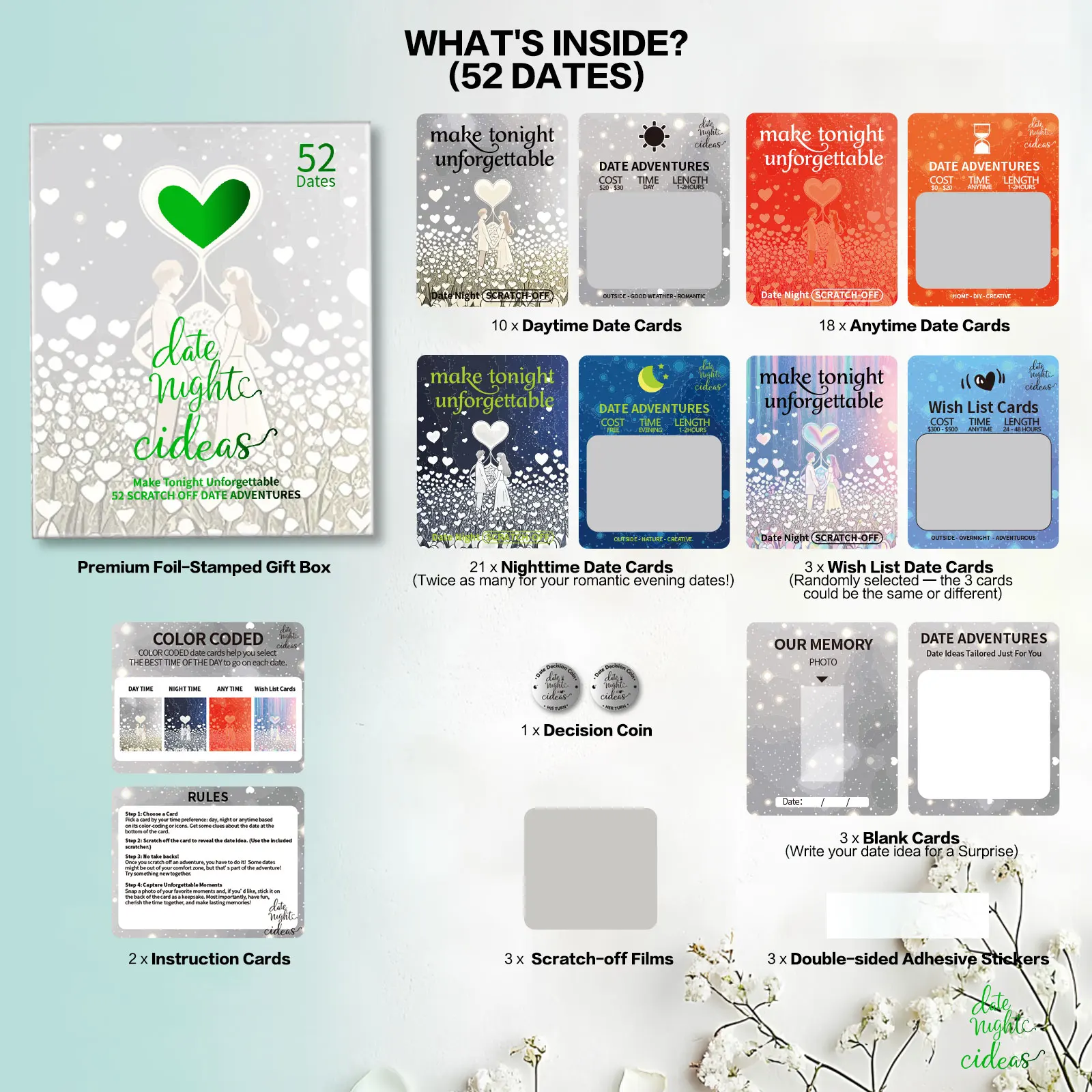 52 لعبة بطاقات أفكار ليلية رومانسية للخدش، ألعاب الأزواج، هدايا مثالية للزوجين له، هدايا للأزواج للذكرى السنوية #6