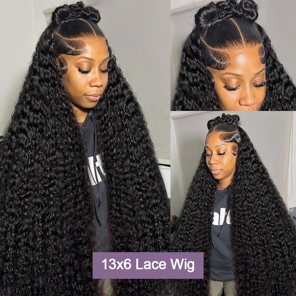 13x6 Hd Jerry Krullend Menselijk Haar Pruiken Diepe Golf Kant Frontale Pruik Water Wave Pre geplukt Lace Front krullen Pruik Braziliaanse Voor Vrouw